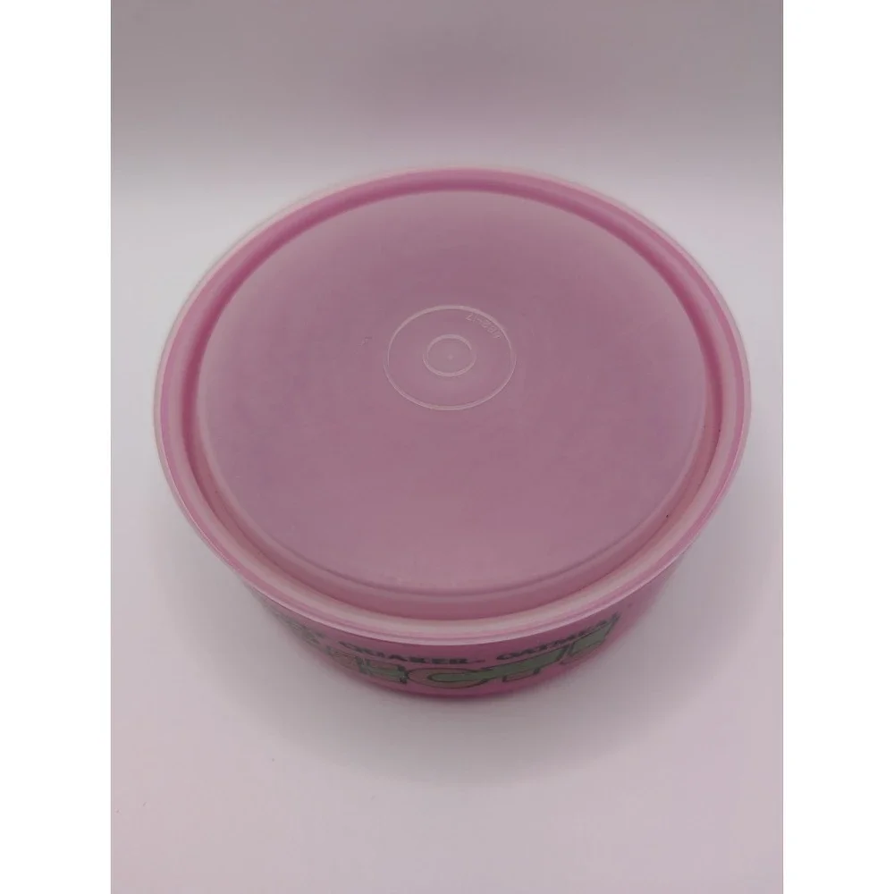 Vintage Instant Quaker Oatmeal It's HOT Pink Plastic Color Bowl 1992 With Lid